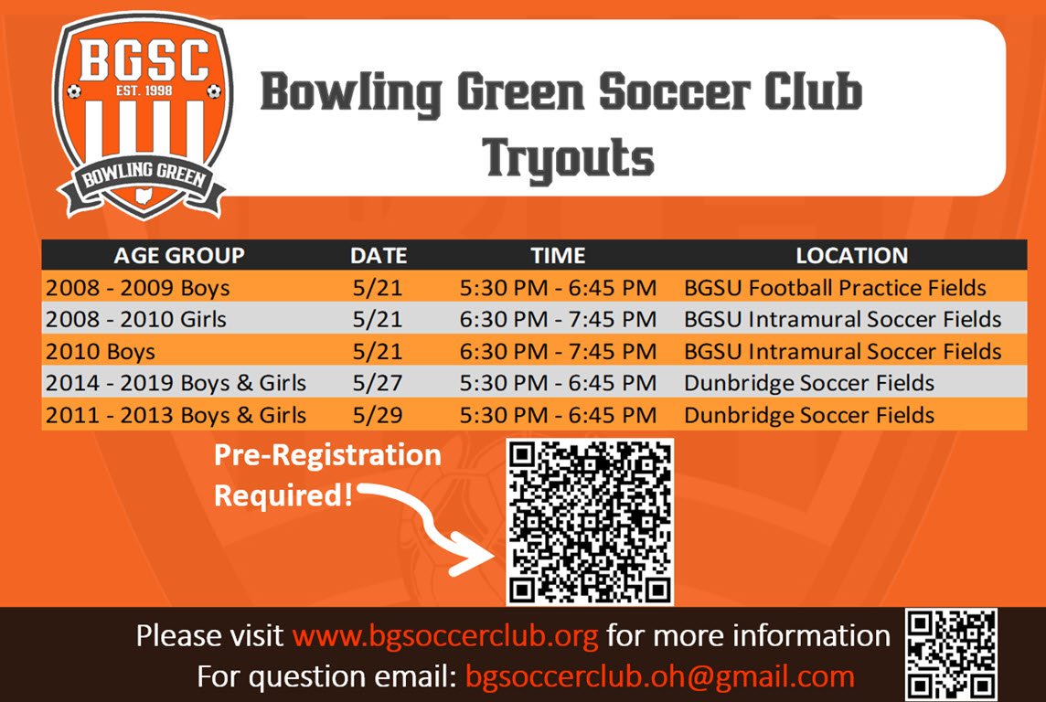 BG Soccer Club Tryouts - Schedule for 2025/2026 Soccer Year